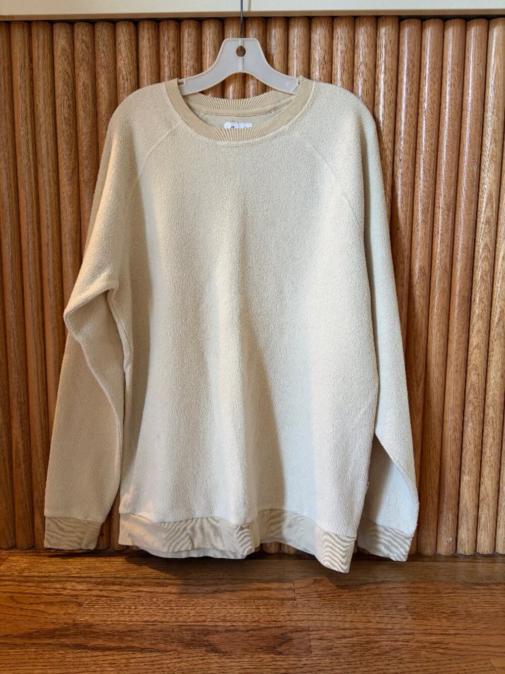 Feat Fuzzy Fleece Oversized Cozy Crewneck Sweatshirt - Oatmeal Cream Beige